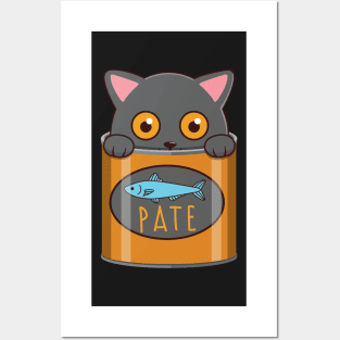 Cute Cat Inside Can Of Pate Posters and Art